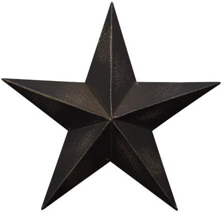 Home Collection Dimensional Steel Metal Barn Star, 12-inch, Black Antique Matte Finish, Lightly Distressed