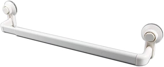 Wall Towel Bar, Modern Retractable Suction Mounted Holder for Bathroom Kitchen ABS White Adjustable 20.5 to 32.3 Inch No Drill Single Bar 1 Pack
