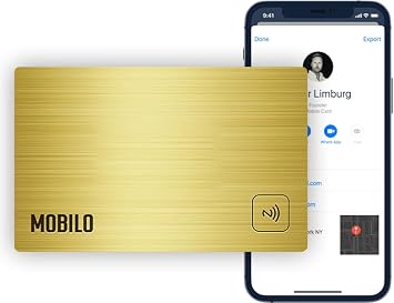 Mobilo Digital Business Card With QR Code NFC Business Card Tap Compatible With Apple Iphone & Android | Premium Gold Metal Card for Networking, Contact Sharing & Lead Capture