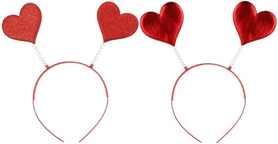 2pcs Valentines Heart Headbands Love Heart Shaped Hair Accessories for Holiday Party Birthday Hair Accessories for Wedding Party