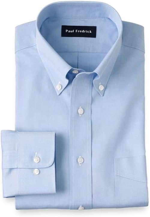 Paul Fredrick Men's Tailored Fit Cotton Non-Iron Pinpoint Cotton Dress Shirt