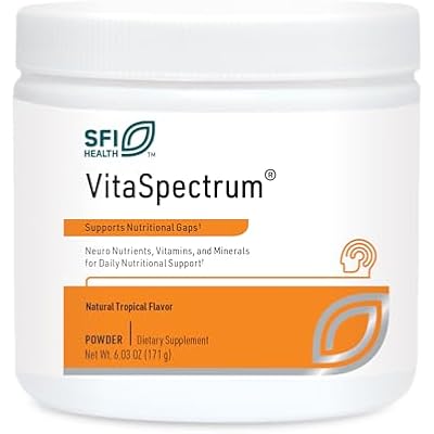 Klaire Labs SFI Health VitaSpectrum Powder - Childrens MultivitaminMineral with 23 Essential Nutrients, Tropical Flavor for Kids, No Copper, Iron, Gluten or Casein 171 G  30 Servings