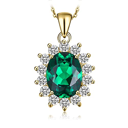 JewelryPalace Princess Diana Kate Middleton Natural Amethyst Citrine Garnet Peridot Topaz Created Ruby Sapphire Simulated Emerald Pendant Necklace for Women, 925 Sterling Silver Gemstone Jewelry Set