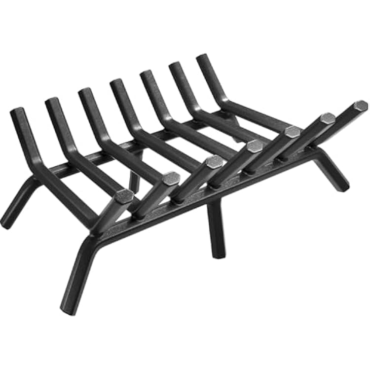 AMAGABELI GARDEN & HOME Fireplace Grate 30 inch Fire Pit Grate Fire Place Log Holder Wrought Iron Heavy Duty Solid Steel Indoor Outdoor Camping Hearth Firepit Firewood Wood Burning Rack Stove