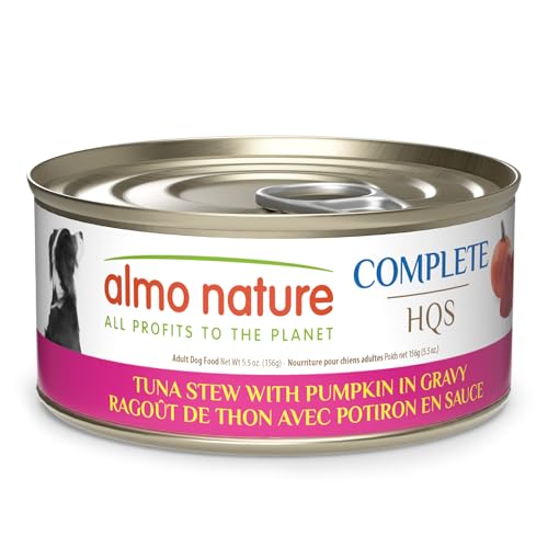 almo nature HQS Complete Wet Dog Food Tuna Stew with Pumpkin in Gravy 5.5 oz, Pack of 12