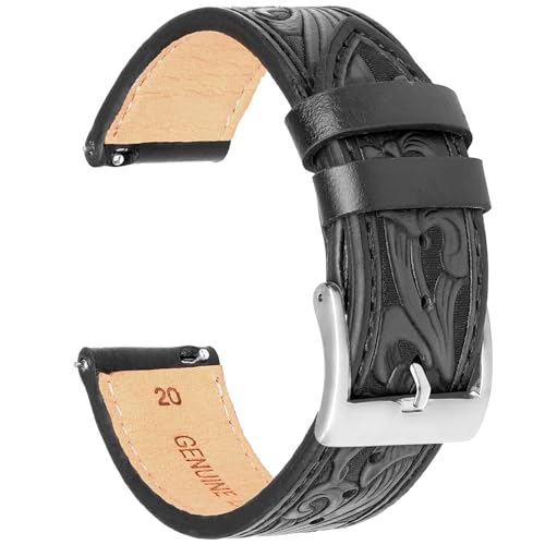 Quick Release Retro Pattern Classical Watch Band, 20mm & 22mm, for Samsung Galaxy Watch 6 Classic 43mm, 47mm, 40mm, 44mm Leather Strap