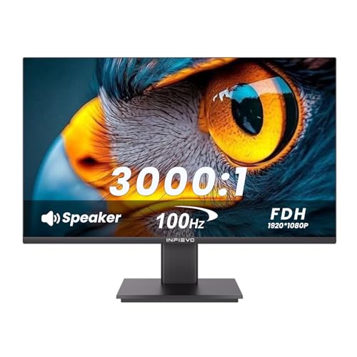 INFIEVO 24 Inch Computer Monitor Build-in Speakers 1920 x 1080P 100Hz Home Office Monitor, 3000:1 Contrast, 99% sRGB, Low Blue Light Eye Care, HDMI VGA Ports, VESA Mount, Tilt Adjustable