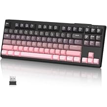 ZIYOU LANG M87 75% Wireless Gaming Keyboard Mechanical Feel Silent Rainbow Backlit Bluetooth/2.4Ghz PBT Gradient Keycaps Rechargeable 4000mAH Battery Ergonomic for MAC/Win/PC-Pink