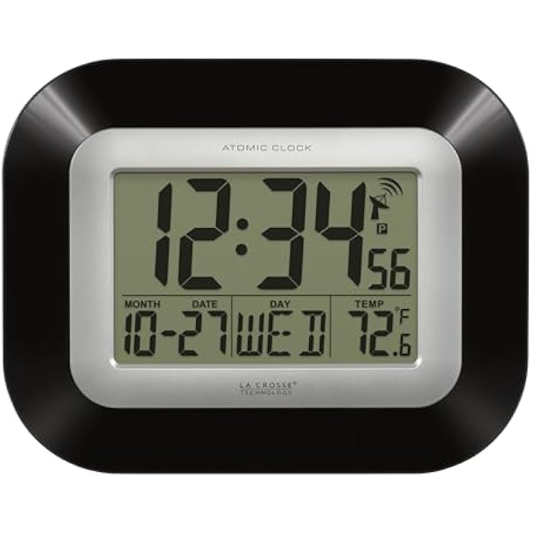 La Crosse Technology Atomic WallTable Clock, 7.2-inch H x 8.95-inch W x 1.2-inch D WT-8005U-B