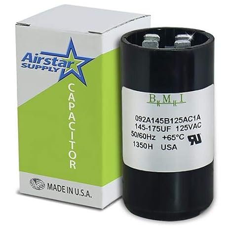145-174 uF x 110/125 VAC - PMJ145 Start Capacitor - BMI Replacement # 092A145B125AC1A - Made in the USA
