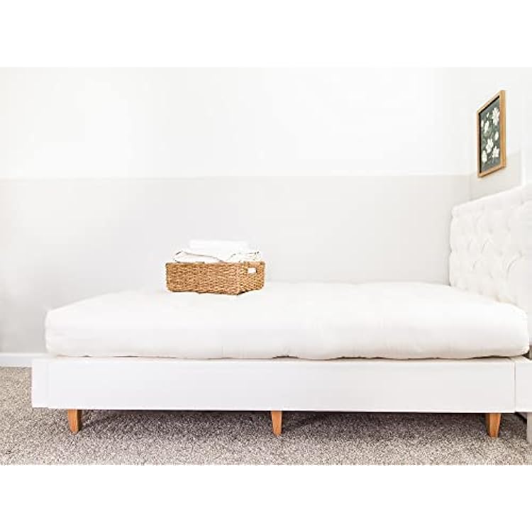 The Futon Shop Ecopure Latex Mattress Twin with Wool - Wool Futon Mattress with Org Cotton Case - Latex Futon Bed Mattress with A Medium Firm Mattress Feel - Natural Mattress for Healthy Sleep