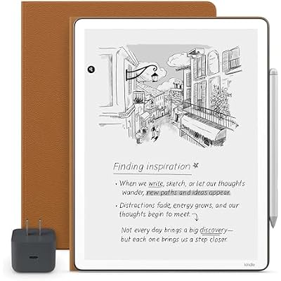 Amazon Kindle Scribe Essentials Bundle - Amazon Kindle Scribe (32GB) , Premium Pen, Premium Leather Executive Folio Cover-Caramel & Power Adapter