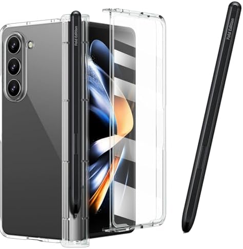 2pcsSet Galaxy Z Fold 5 Case with S Pen Fold Edition Compatible with Samsung Galaxy Z Fold5 S Pen with Case for Samsung Galaxy Z Fold5 5G S Pen Stylus Pen Free Case,EJ-PF946BBEGUS Clear