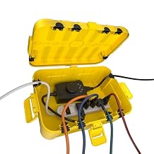 Flemoon Large Outdoor Electrical Box 12.5 x 8.5 x 5 inch, IP54 Waterproof Extension Cord Cover Weatherproof, Protect Outlet, Plug, Socket, Timer, Power Strip, Holiday Light Decoration, Yellow