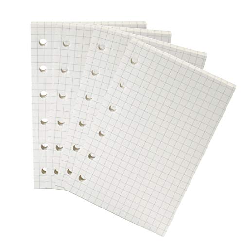 Moterm A7Pocket Planner Insert, 4-Pack Binder Notebook Organiser Refills Paper, 3.23 x 4.84 Inch 100gsm Thick PaperA7Pocket, Grid