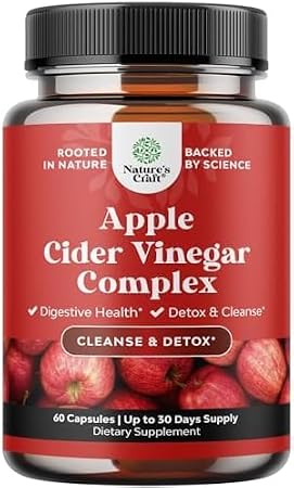 Cleansing Apple Cider Vinegar Capsules - ACV Cleanse and Detox Pills for Gut and Digestive Health with Slimming Cayenne - Extra Strength ACV Capsules for Gut Cleanse  Body Detox - 60 Count