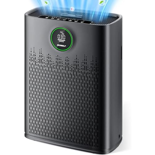 Air Purifiers for Home Large Room, Cover Up to 2400 Ft2 with True HEPA Filter, Smart Mode, PM2.5 Air Quality Display, 22dB Sleep Mode, Aromatherapy with 2X-Purification & 360Air Outlet, HAP603, Black