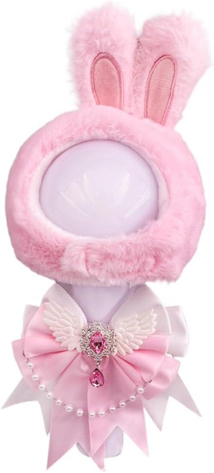 Lightstick Decoration Set Including A Cute Fluffy Cartoon Light Stcik Covers, A K-pop Ribbon Bow Tie Intended for Concert Accessories （pink）