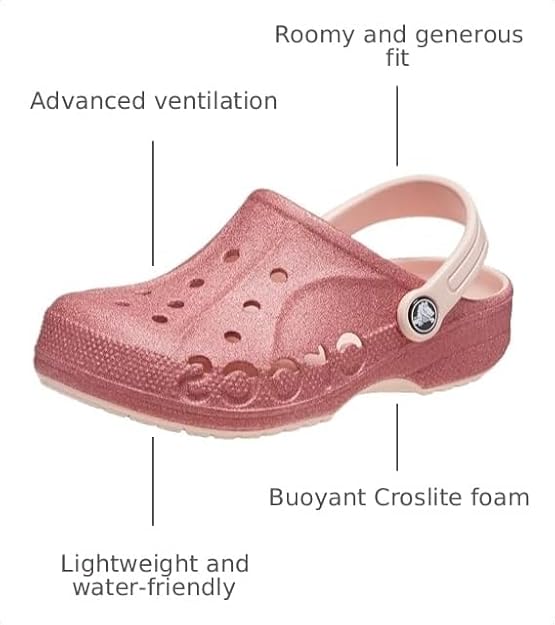 Crocs Kids' Classic Glitter Clog, Pink Rose, 4 Toddler