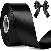 Fullive 1 1/2 Inch Black Ribbon, 30 Yards Black Ribbon for Gift Wrapping, Solid Polyester Satin Halloween Ribbons for Graduate Halloween Decorations DIY Hair Bows Floral Arrangements Wrapping Bouquet