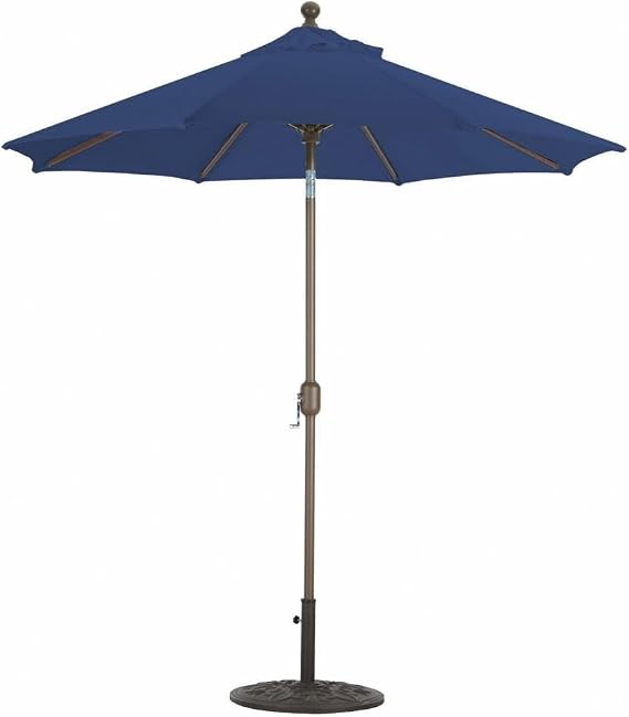 Galtech International 727AB28 Deluxe Auto Tilt - 7.5' Round Umbrella, Choose Fabric Color: 28: Navy, Choose Pole Finish: AB: Antique Bronze