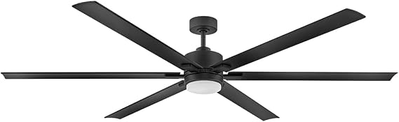 Hinkley Indy Maxx 82" Damp Rated Downrod Smart Ceiling Fan, Matte Black | (6) Aluminum Blades, Energy Efficient 6-Speed DC Motor, HIRO Control, Sloped Ceiling Compatible, WiFi, Includes 6" Downrod