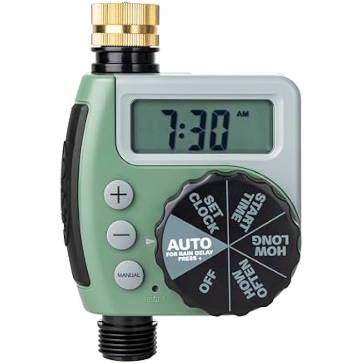 Orbit One Outlet Single-Dial Hose Faucet Timer - Easy Programmable - For Garden Watering System - LCD Hose Timer with Adjustable Watering Schedule - 62056
