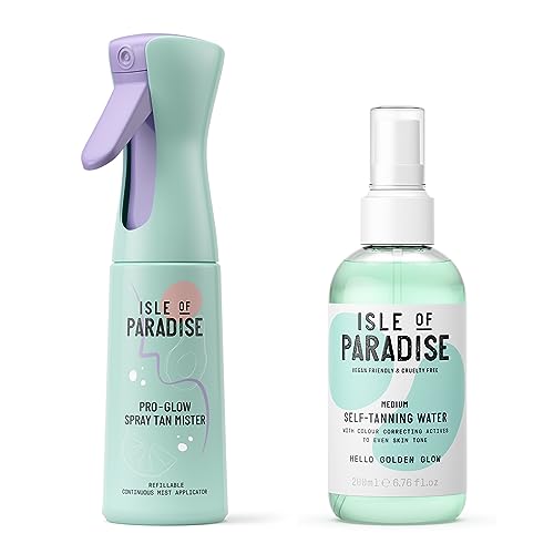 Isle of Paradise Self Tanning Water, Medium Golden Glow  Pro Glow Spray Tan Mister