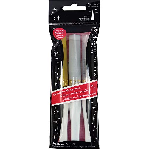 Kuretake ZIG Wink of Stella Brush II, Christmas Sparkle Glitter pen Gold, Silver, Clear, Shimmer and Sparkle pens, for Card Making, Craft, Made in Japan