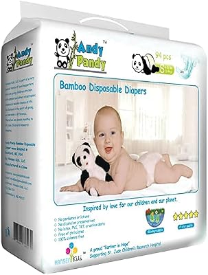 Andy Pandy Premium Bamboo Disposable Diapers, Large, 70 Count by Andy Pandy