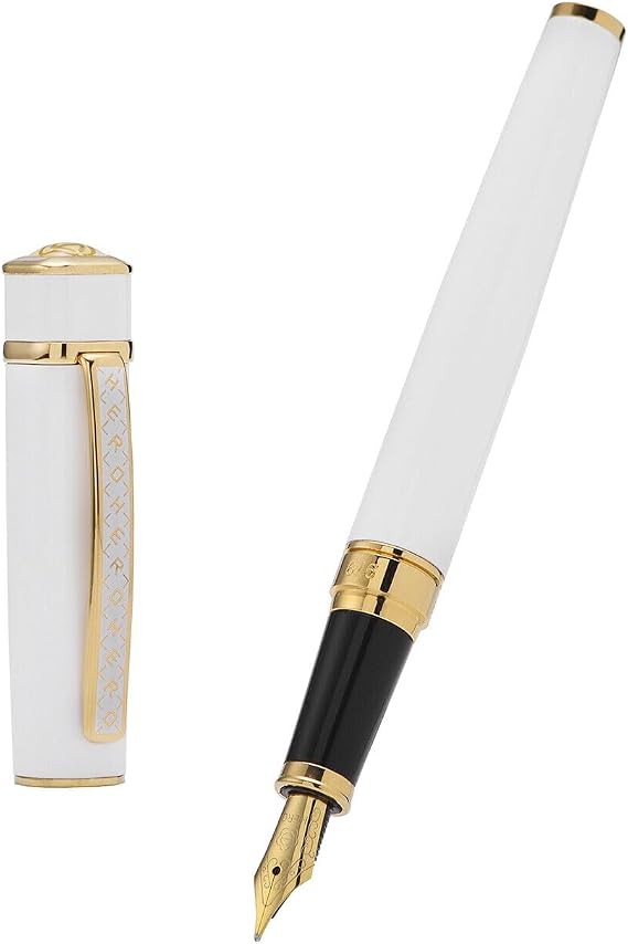 Fountain Pen Fine Point Ink Pen Gold Nib Extra Fine Refillable White Color Luxury Best Pen Gift Set for Men & Women, Professional, Executive Office, Nice Fancy Office Designer Pens