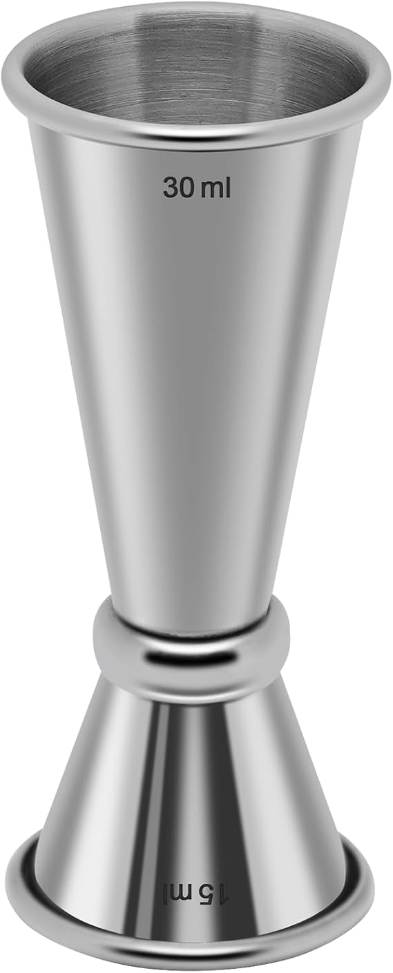 15 ml x 30 ml 304 Stainless Steel Rolled lip Cocktail Double Jigger Japanese Style Measuring Oz Cup Bar Tool Shot for Bartending Bartender Jiggers Ounce Measurements Alcohol Drink (15 ml x 30 ml)