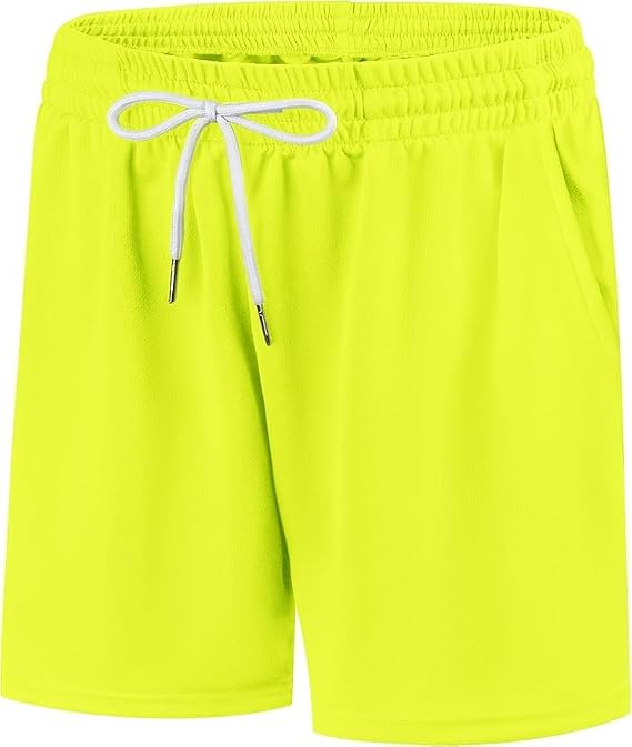 Boys Athletic Shorts Mesh Soccer Basketball Shorts Boy Quick Dry Breathable Boy Workout Gym Sports Shorts with Pockets Neon Green 6-7 Years
