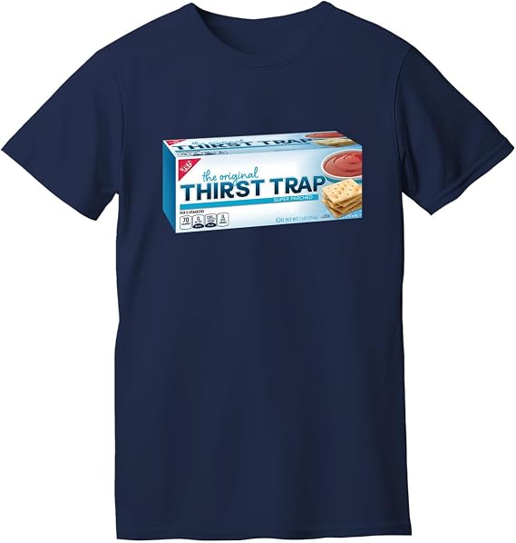 VAT19 - The Original Thirst Trap T-Shirt (US, Alpha, Small, Regular, Regular, Navy Blue)