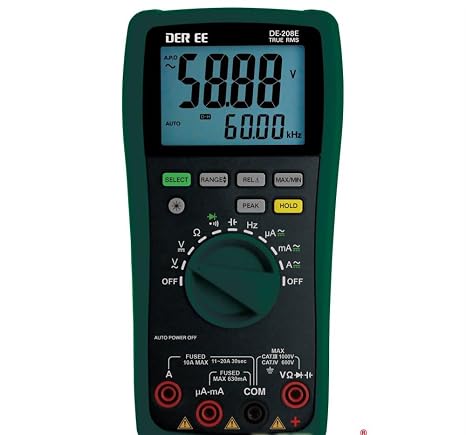 Taiwan Quality DER EE DE-208E High Accuracy DMM Digital Multimeter DCV ACV DCA ACA Resistance Diode Buzzer Capacitance Frequency Multi tester volt meters and RMS multimeters