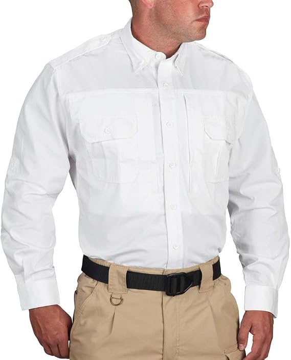 Propper Men's Long Sleeve Tactical Shirt, Poplin, White