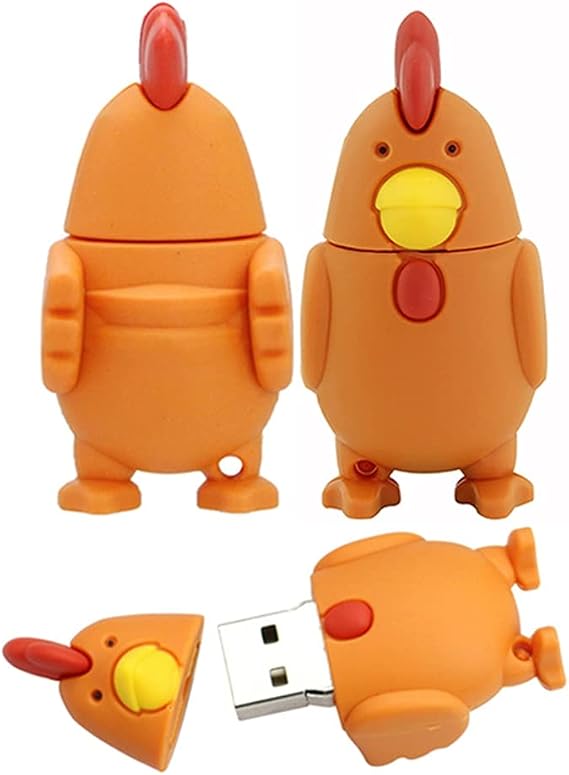 16GB Cartoon 12 Symbolic Animals USB Flash Drive U Disk USB 2.0 Data USB Flash Disk Memory Stick Pen Drive Storage Device USB Drive External Storage Flash Disk USB Disk (Chicken)