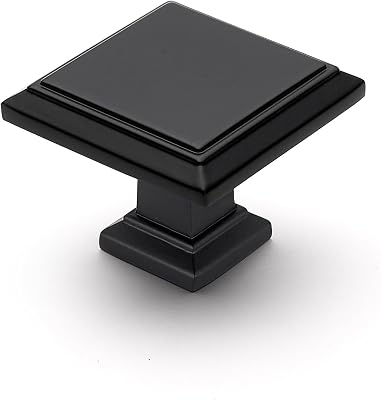 Ravinte 10 Pack 1-316 Inch Matte Black Kitchen Square Cabinet Knobs Solid Drawer Pulls Black Single Hole Kitchen Cabinet Hardware Knobs for Cabinets and Drawers