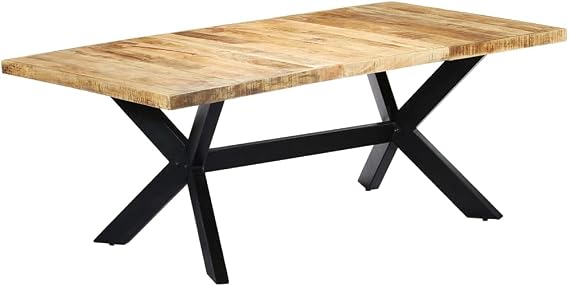Dining Table 78.7"x39.4"x29.5" Solid Mango Wood Dining Table Kitchen Dinner Dining Room Home Office Indoor Furniture Meal Restaurant Table Side End Stand