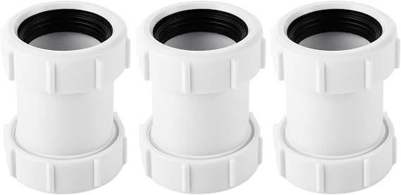 Straight Pipe Connector 40mm PVC Pipe Connector Compression Joiner Coupling Fit 1/2" Bath Waste Pipe Joiner (Pack of 3)
