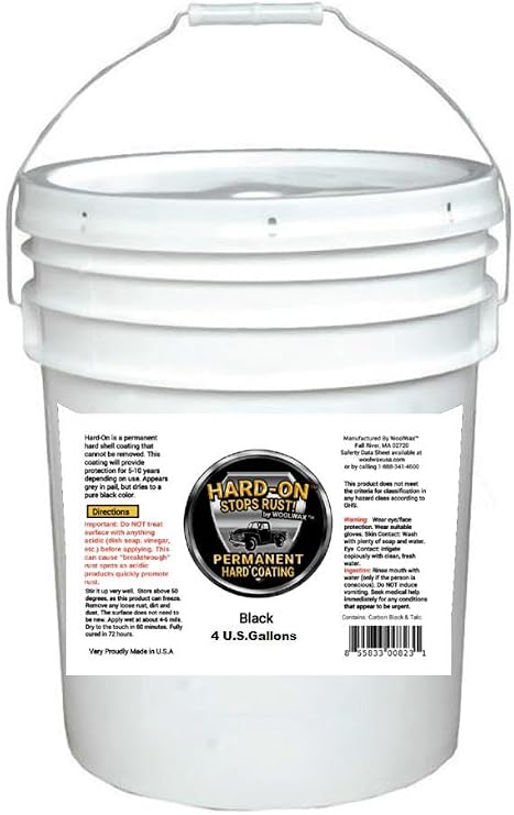 HARD-ON by woolwaxTM 4 Gallon Pail Auto Truck Undercoating Black Water Based Corrosion Inhibitor Coating Non-Rubber Stops Rust Chip Guard Sound Deadener Solvent Free