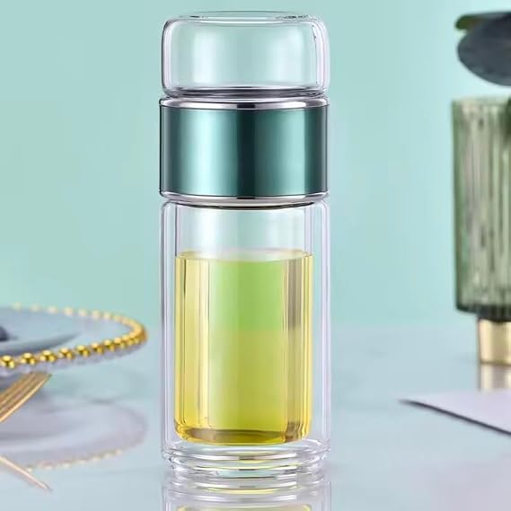 Deedlite 3-in-1 Smart Tea Infuser Cup, Glass Leak Proof Flip Brew Bottle