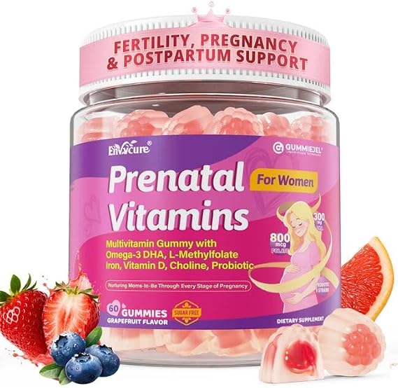 Prenatal Vitamins for Women, Prenatal Gummies w/Omega-3DHA, Choline, Iron | 37-IN-1 Prenatal Multivitamin for Women Gummies w/Methylfolate, Ginger, D3 B12 B6 / Fertility, Pregnancy, Postpartum, 60 Ct