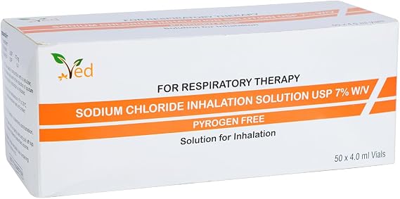 VED Hypertonic Inhalation Saline Solution, 7% Sodium Chloride (NaCl),4.0 ml Unit Dose Vials for Adult & Child. (7%, 50, Millilitre)