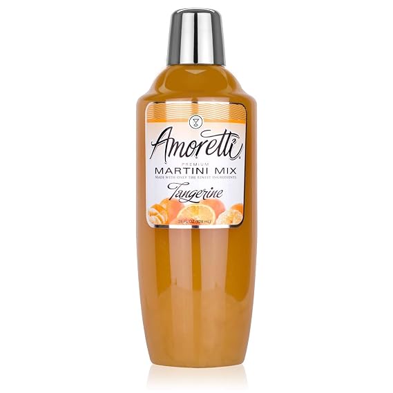 Amoretti - Premium Tangerine Martini Mix, 7 Servings Per Bottle (28 oz), Perfect for Cocktails, Alcoholic Beverages, Mocktails, Martinis, Made with Real Fruit, Gluten Free, Vegan, Kosher