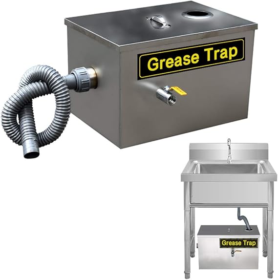 Commercial Grease Trap Stainless Steel Interceptor 0.15 Ton/h (35x20x18cm)