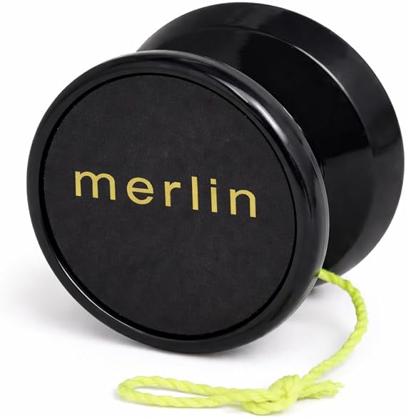 Merlin Yoyo Professional & Responsive with Narrow C Bearing, Silicone Response System Extra String Included Trick Yoyo for Beginners & Skill Play (Black)