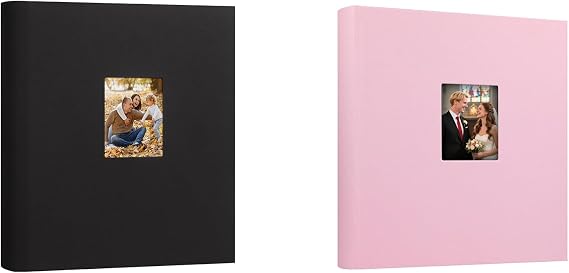 2Pack Photo Album 4x6 600 Photos with Writing Space Linen Cover with Front Window Picture Album, 600 Photos 4x6 Photo Album Book for Wedding Kids Travel Family Baby Pictures