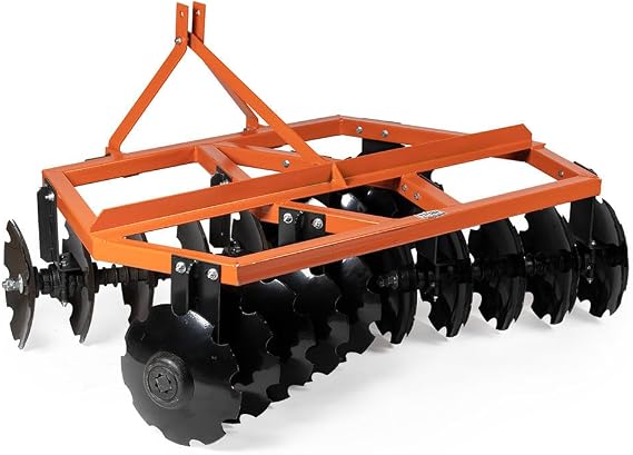 Titan Attachments 3 Point 6 FT Disc Harrow, Category 1 Tractor Attachment, 16" Notched Concave Discs for Soil Preparation, Weed Control & Food Plots
