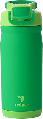 Reduce Hydrate Pro Kids 14oz Stainless Steel Insulated Water Bottle wStraw Spill Proof Tumbler for Kids 30 Hour Cold Retention Dishwasher Safe Leak-Proof Design - Clover Green